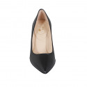 Women's pointy pump in black leather heel 7 - Available sizes:  43, 45