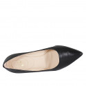 Zapato de salón puntiagudo para mujer en piel negra tacon 7 - Tallas disponibles:  43, 45