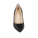 Zapato de salon a punta para mujer en charol negro tacon 7 - Tallas disponibles:  43, 45