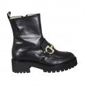 Woman's ankle boot with zipper and accessory in black leather heel 5 - Available sizes:  43