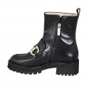 Woman's ankle boot with zipper and accessory in black leather heel 5 - Available sizes:  33, 43