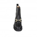Woman's ankle boot with zipper and accessory in black leather heel 5 - Available sizes:  33, 43