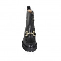 Woman's ankle boot with zipper and accessory in black leather heel 5 - Available sizes:  43