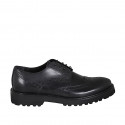 Scarpa derby elegante da uomo stringata in pelle nera con decorazioni Brogue - Misure disponibili: 46