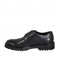 Zapato derby elegante para hombre en piel de color negro con cordones y diseño Brogue - Tallas disponibles:  46, 47