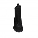 Botines para mujer con elasticos y punta cuadrada en gamuza negra tacon 4 - Tallas disponibles:  32, 33, 43, 46