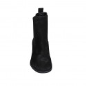 Woman's ankle boot with elastic bands and squared tip in black suede heel 4 - Available sizes:  32, 33