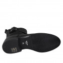 Bottines pour femmes avec lacets, bout droit, boucles et fermeture éclair en cuir noir talon 3 - Pointures disponibles:  32, 33