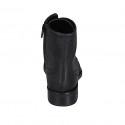 Woman's laced ankle boot with zipper and Brogue wingtip in black leather heel 3 - Available sizes:  45