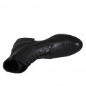 Woman's laced ankle boot with zipper and Brogue wingtip in black leather heel 3 - Available sizes:  45