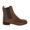 Woman's ankle boot in brown suede with elastic bands heel 3 - Available sizes:  43