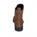 Woman's ankle boot in brown suede with elastic bands heel 3 - Available sizes:  43