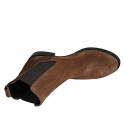 Woman's ankle boot in brown suede with elastic bands heel 3 - Available sizes:  43