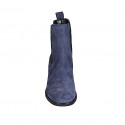 Woman's ankle boot with elastic bands and squared tip in blue suede heel 4 - Available sizes:  33, 43, 46