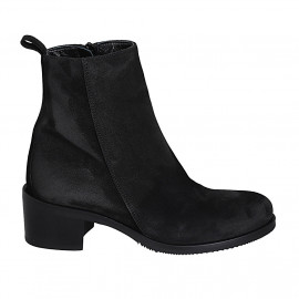 Bottines pour femmes avec fermeture éclair en daim noir talon 5 - Pointures disponibles:  32, 43