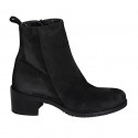 Woman's ankle boot with zipper in black suede heel 5 - Available sizes:  32, 33, 42, 43, 46