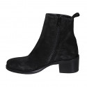 Bottines pour femmes avec fermeture éclair en daim noir talon 5 - Pointures disponibles:  32, 33, 42, 43, 46