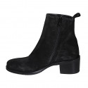 Woman's ankle boot with zipper in black suede heel 5 - Available sizes:  32, 33, 42, 43, 46