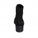 Bottines pour femmes avec fermeture éclair en daim noir talon 5 - Pointures disponibles:  32, 43