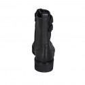 Woman's laced combat style ankle boot with zipper, captoe and buckles in black leather heel 3 - Available sizes:  32, 33