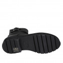 Woman's laced combat style ankle boot with zipper, captoe and buckles in black leather heel 3 - Available sizes:  32, 33