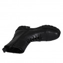 Woman's laced combat style ankle boot with zipper, captoe and buckles in black leather heel 3 - Available sizes:  32, 33