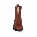 Woman's ankle boot with zipper in tan brown smooth leather heel 3 - Available sizes:  33, 43, 44, 45, 46