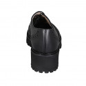 Chaussure richelieu pour femmes en cuir noir avec bout golf et lacets talon 5 - Pointures disponibles:  43, 44, 45