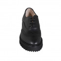 Woman's Oxford shoe in black leather with laces and wingtip heel 5 - Available sizes:  43, 44, 45