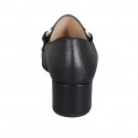 Mocasín para mujer con accesorio y elasticos en piel negra tacon 5 - Tallas disponibles:  42, 43, 44, 45