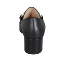 Woman's mocassin with accessory and elastic bands in black leather heel 5 - Available sizes:  43