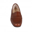 Mocasin clasico para mujer en piel cognac tacon 3 - Tallas disponibles:  43, 44