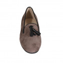 Woman's loafer with tassels in taupe suede and black leather heel 2 - Available sizes:  34, 43, 46