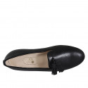 ﻿Woman's mocassin in black leather with tassels heel 2 - Available sizes:  33, 34, 46