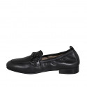 Mocassin avec elastique et accessoire pour femmes en cuir noir talon 2 - Pointures disponibles:  33