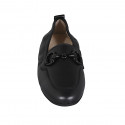 Mocassin avec elastique et accessoire pour femmes en cuir noir talon 2 - Pointures disponibles:  33, 43