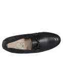 Mocassin avec elastique et accessoire pour femmes en cuir noir talon 2 - Pointures disponibles:  33