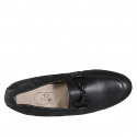 Woman's loafer with elastic band and accessory in black leather heel 2 - Available sizes:  33, 43