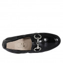 Woman's loafer with elastic band and accessory in black patent leather heel 2 - Available sizes:  33, 44