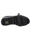 Chaussure à lacets avec fermeture éclair en cuir, daim et cuir verni noir talon compensé 4 - Pointures disponibles:  32, 42, 43, 44