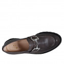 Woman's mocassin with accessory in taupe leather heel 5 - Available sizes:  42, 43, 44