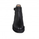 Woman's ankle boot with zipper and buckle in black leather heel 5 - Available sizes:  33, 42, 43, 45