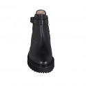 Woman's ankle boot with zipper and buckle in black leather heel 5 - Available sizes:  42, 45