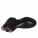 Woman's ankle boot with zipper and buckle in black leather heel 5 - Available sizes:  42, 45