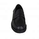 Man's casual loafer in black leather - Available sizes:  36, 37, 38, 46, 47, 48