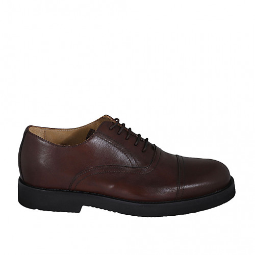 Zapato Oxford para hombre con cordones y puntera en piel marron - Tallas disponibles:  46, 50