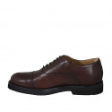 Chaussure Oxford à lacets pour hommes avec bout droit en cuir marron - Pointures disponibles:  46, 50