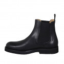 Men's ankle boot in black leather with elastic bands - Available sizes:  36, 37, 47, 48