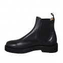 Woman's casual ankle boot in black leather with elastic bands heel 3 - Available sizes:  44, 45