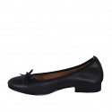 Woman's ballerina shoe with bow and captoe in black leather heel 2 - Available sizes:  42